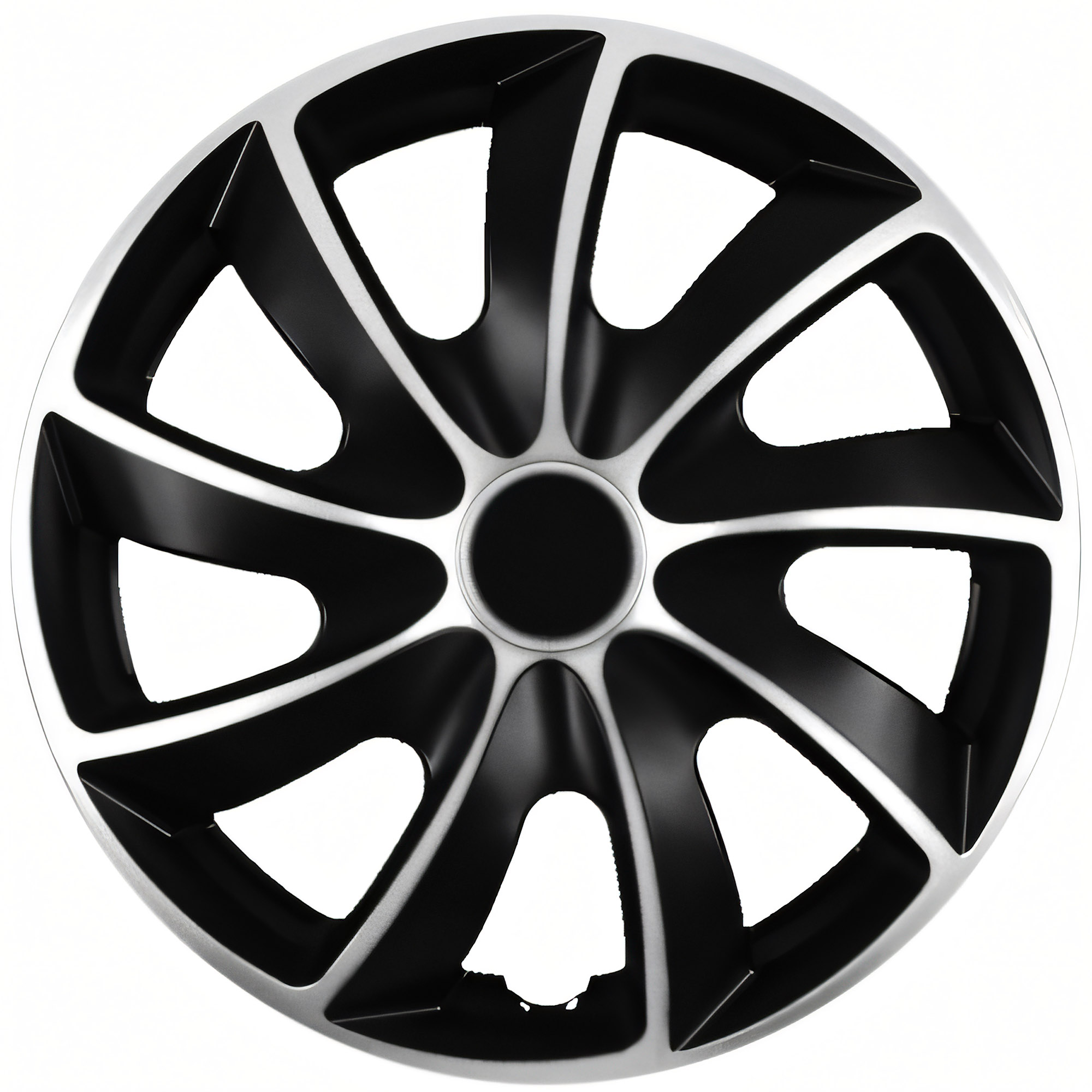 NRM Radzierblende QUAD BICOLOR 14 Zoll – Silber/Schwarz – 4er Set