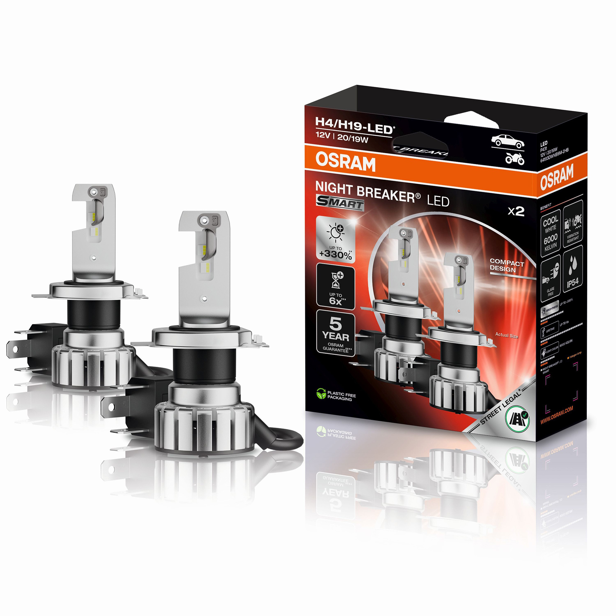 Osram Night Breaker LED smart H4/H19 - 2er Set
