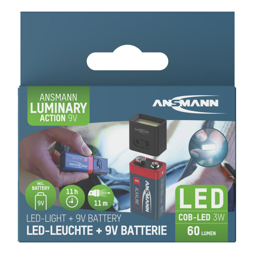 ANSMANN COB LED-Leuchte mit 9V Batterie batteriebetrieben