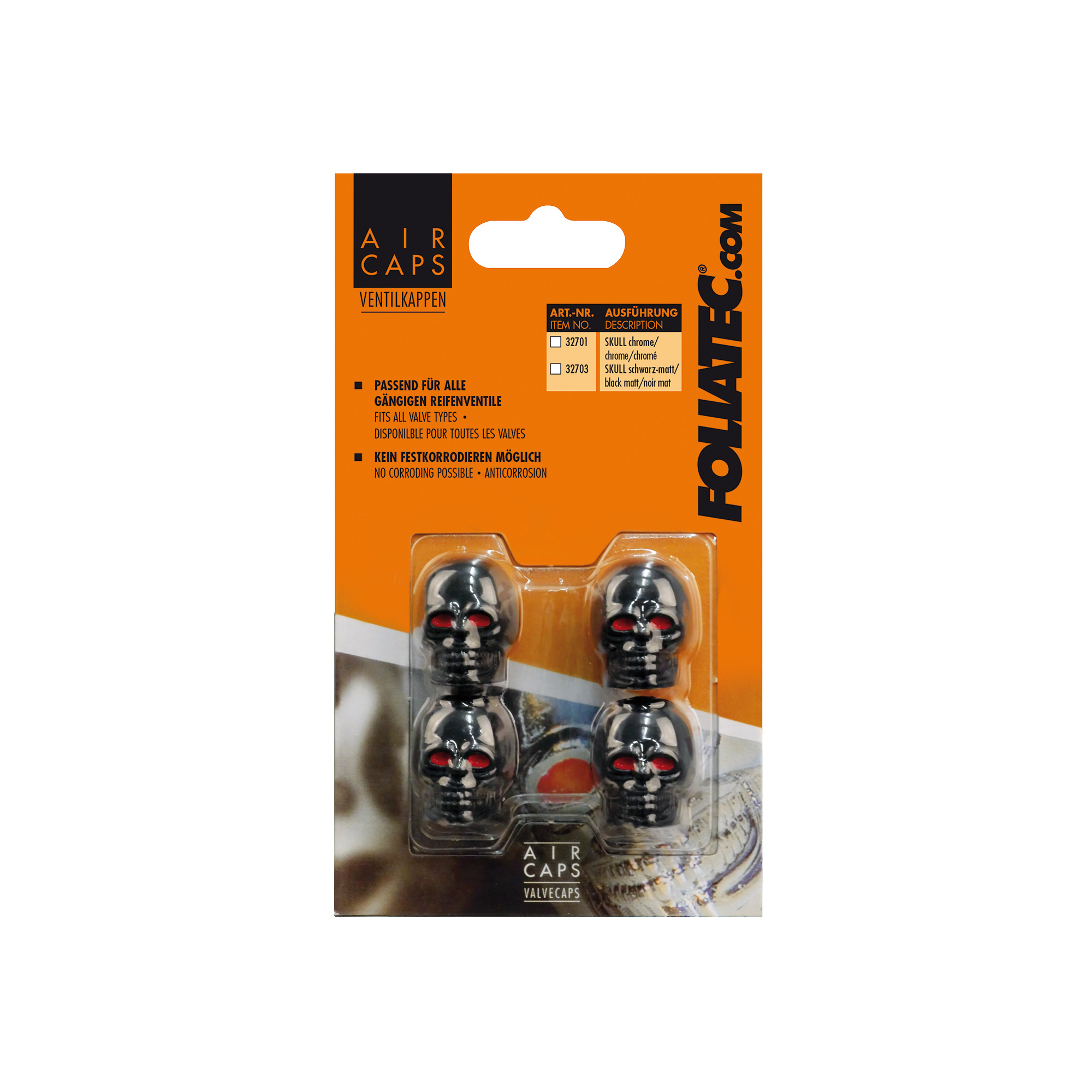 Foliatec AIRCAPS Ventilkappen SKULL