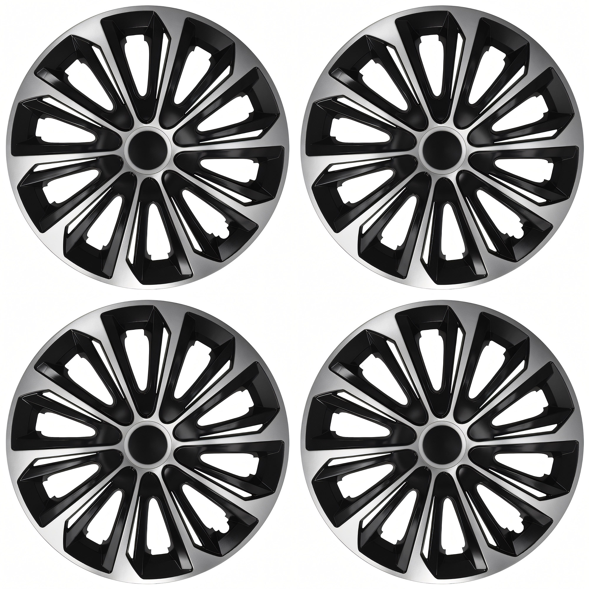 NRM Radzierblende STRONG DUOCOLOR 14 Zoll – Silber/Schwarz – 4er Set