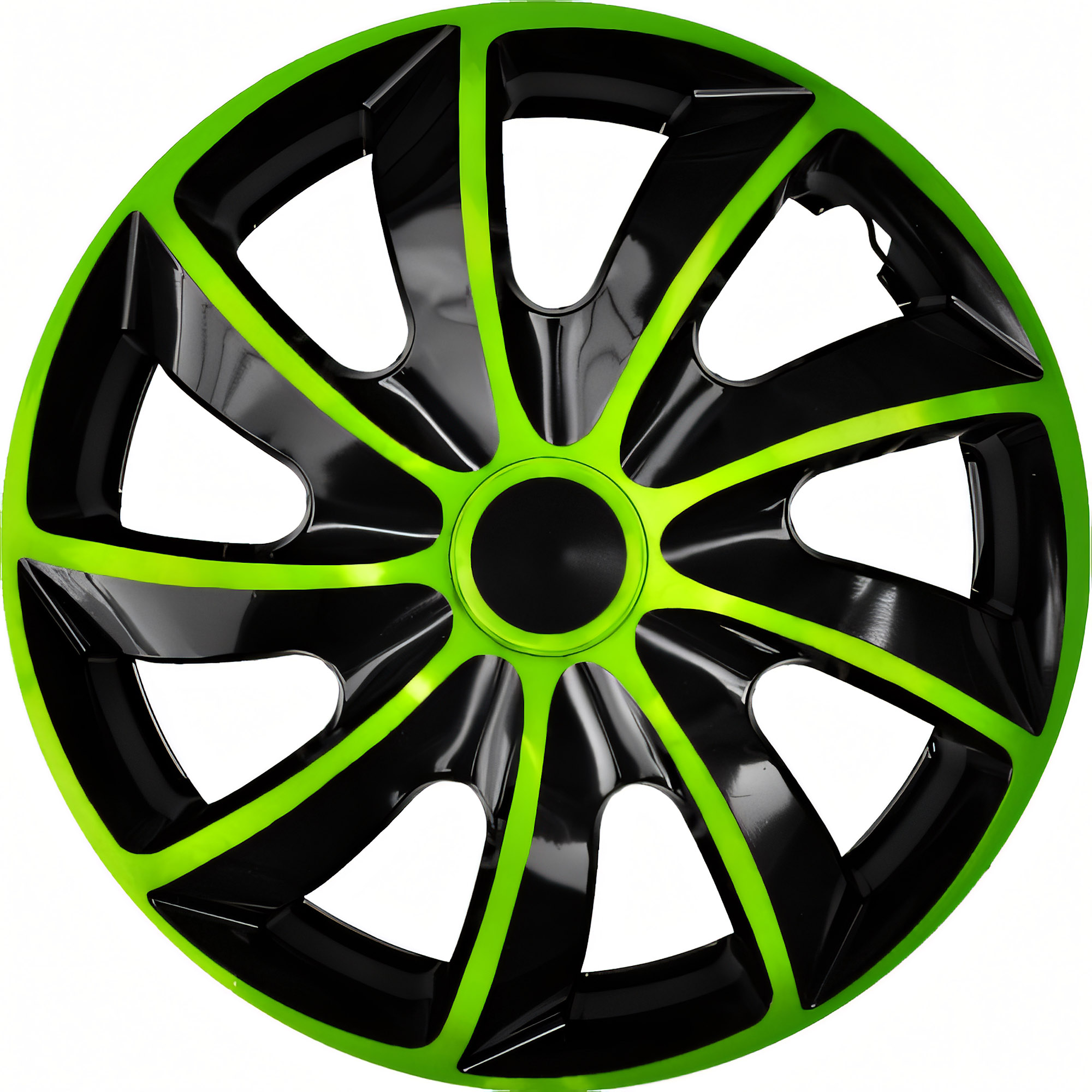 NRM Radzierblende QUAD BICOLOR 14 Zoll – Grün/Schwarz – 4er Set