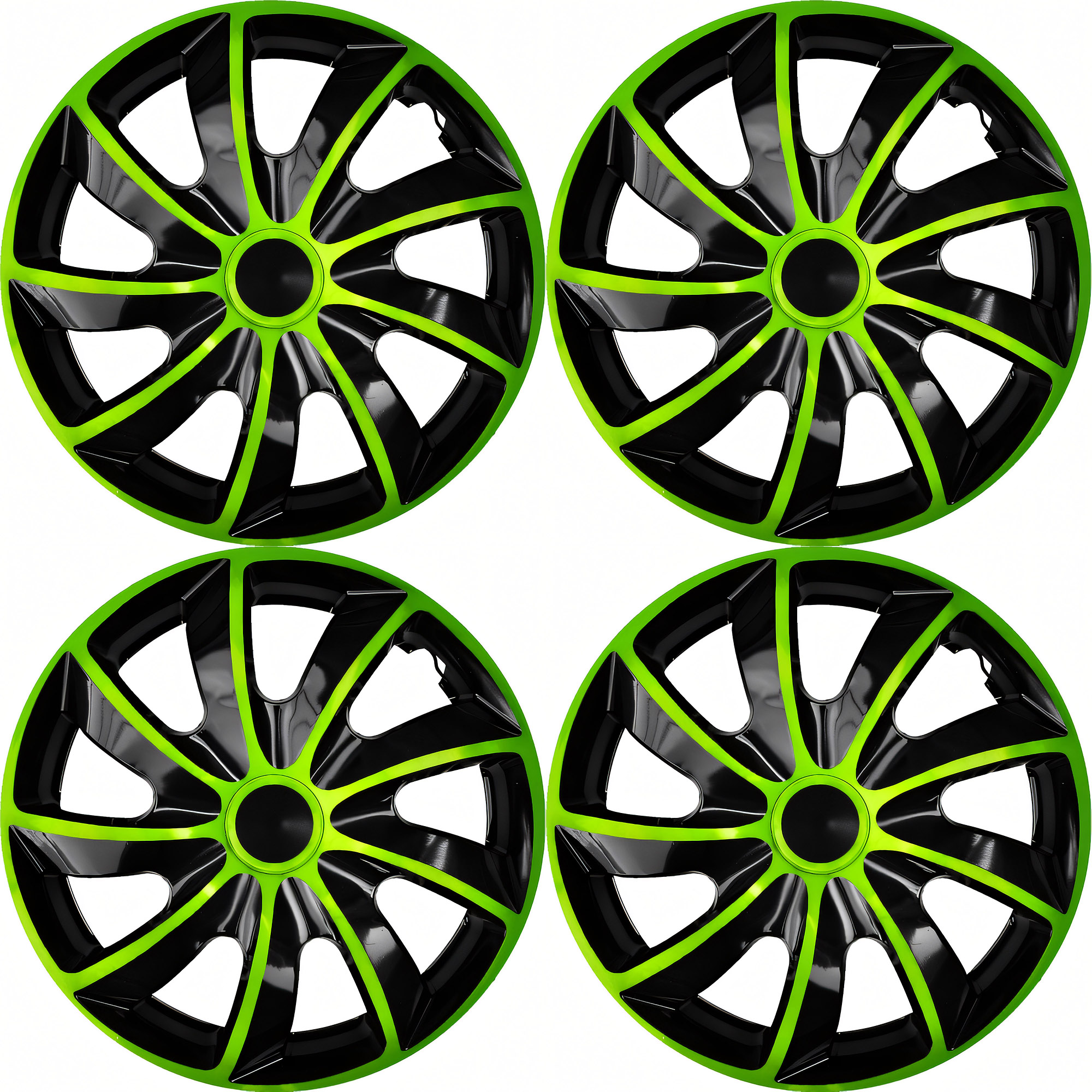 NRM Radzierblende QUAD BICOLOR 14 Zoll – Grün/Schwarz – 4er Set