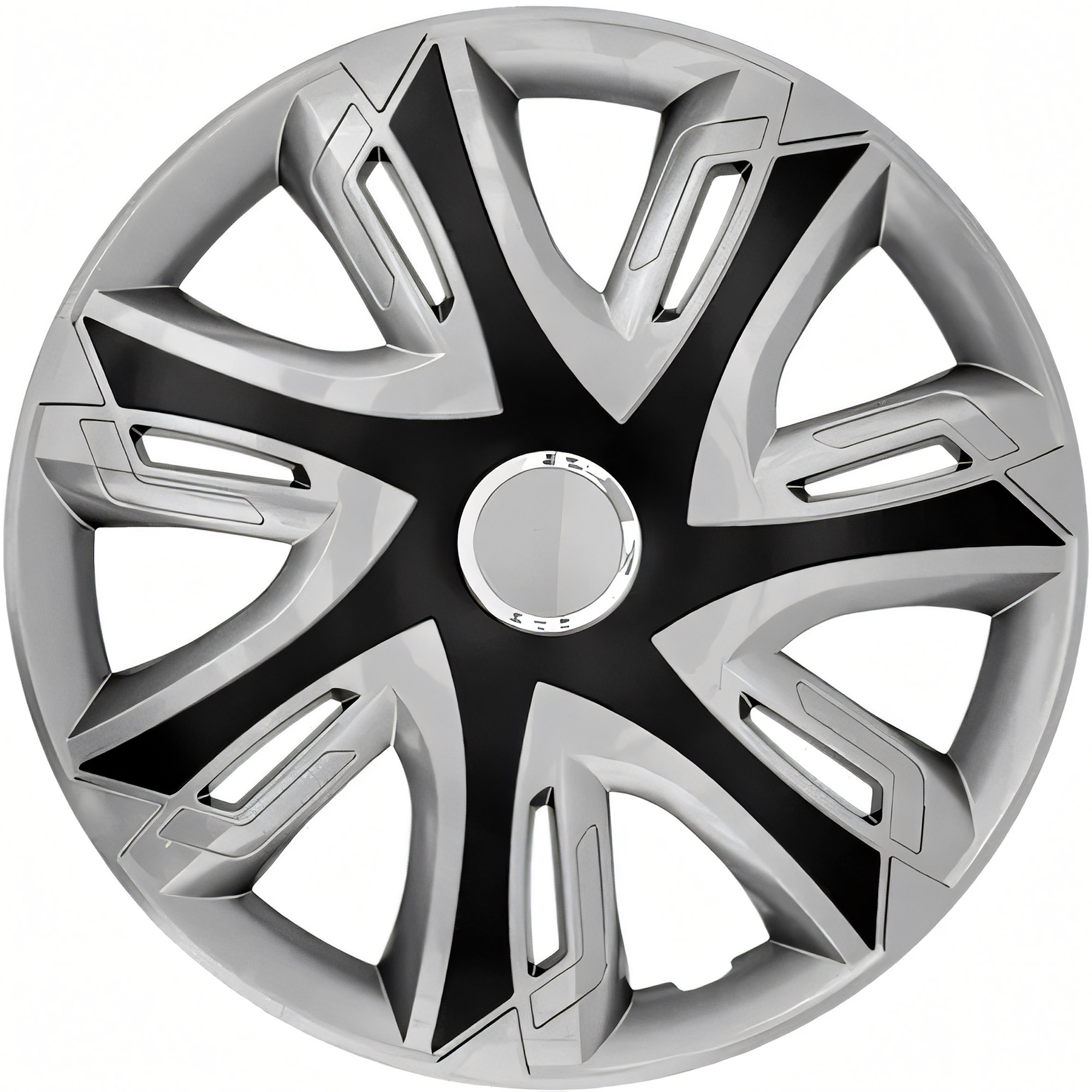 NRM Radzierblende SUPERNOVA BICOLOR 15 Zoll – Silber/Schwarz glänzend – 4er Set