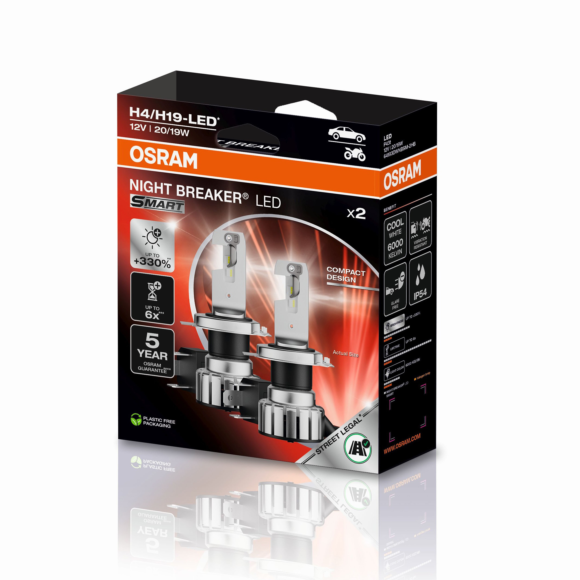 Osram Night Breaker LED smart H4/H19 - 2er Set