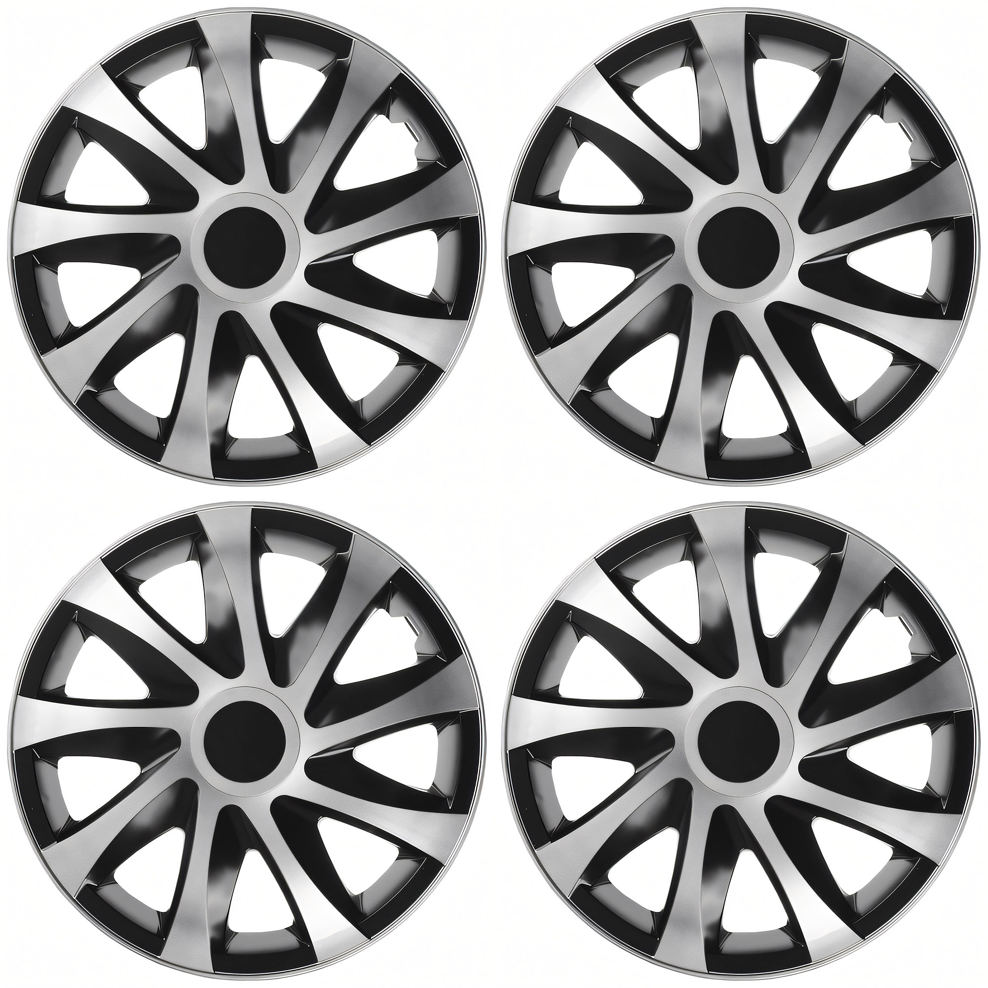 NRM Radzierblende DRACO 13 Zoll – Silber/Schwarz – 4er Set