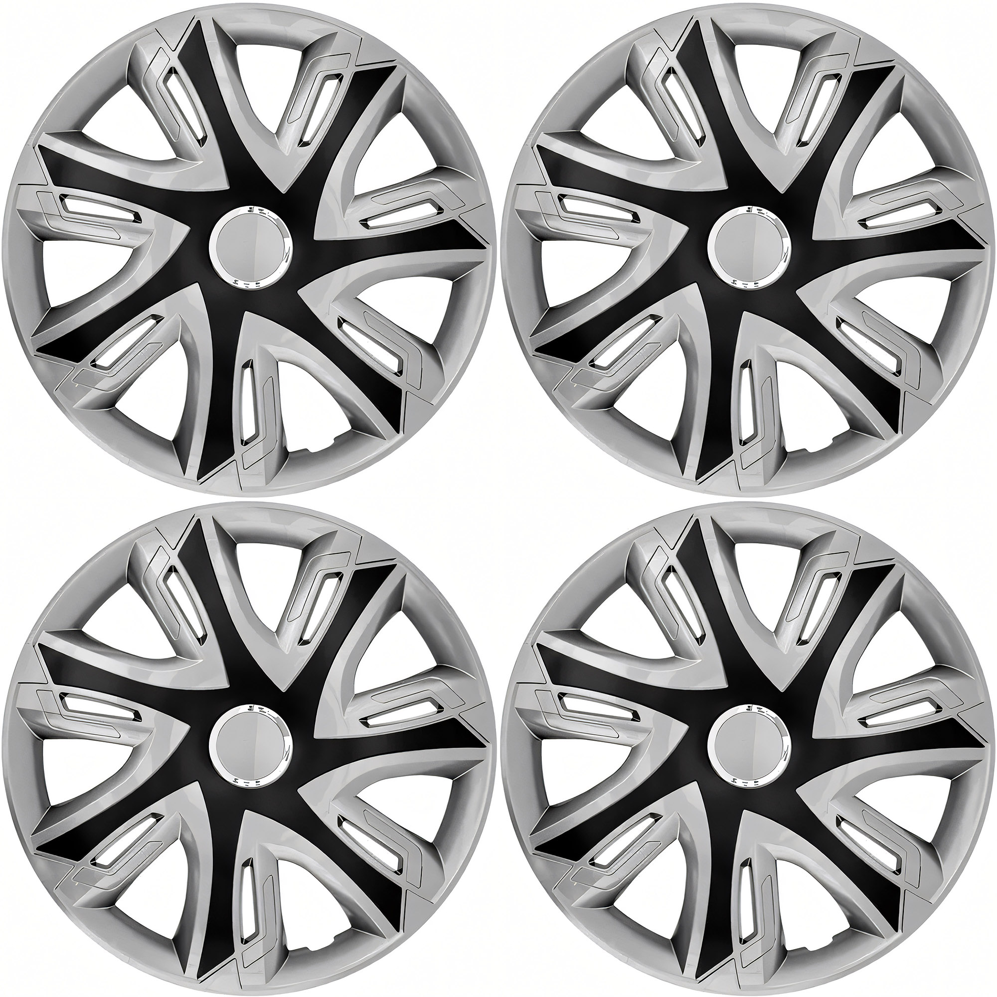 NRM Radzierblende SUPERNOVA BICOLOR 15 Zoll – Silber/Schwarz glänzend – 4er Set