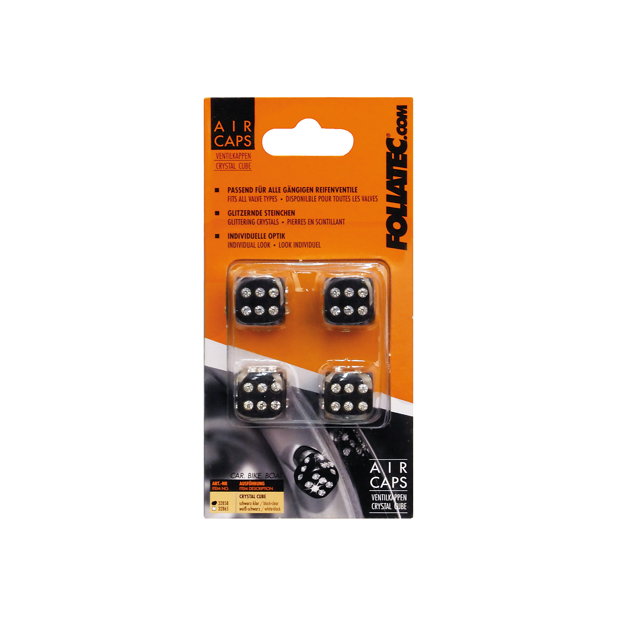 Foliatec AIRCAPS Ventilkappen CRYSTAL CUBE